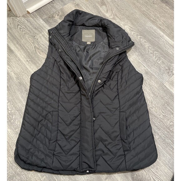 MAURICES Women's Quilted Puffer Vest Jacket Full Zipper Black Size Medium - Picture 1 of 7